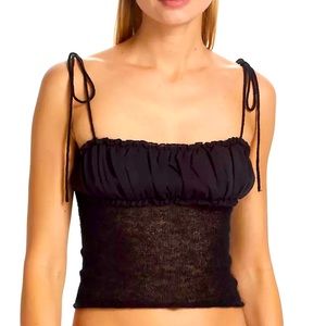 ❣️NWT❣️ GUIZIO Black Ruched Tank Top, size L